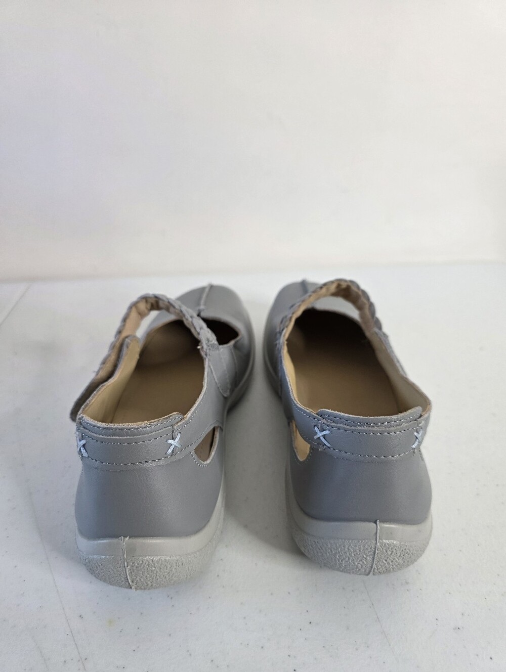 Hotter Shake II Leather Shoes Size 9.5 Gray Mary Jane Style Comfort Walking - Picture 10 of 14